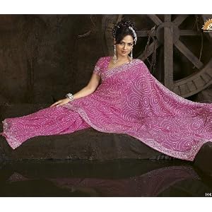 Pink Designer Georgette Latest Indian Dress Sari Saree