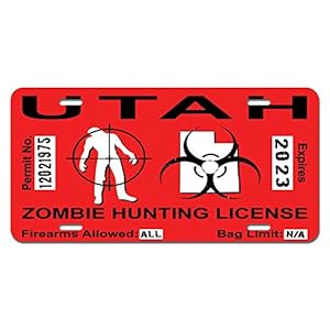 Amazon.com: Utah UT Zombie Hunting License Permit Red - Biohazard ...