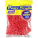 Darice 06121-2-01 1000 Count Pony Beads, 9mm, Opaque Red