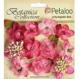 Petaloo Botanica Minis Decorative Flower, 1-Inch, Fuchsia, 11-Pack