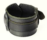 Neptune Giftware Black Leather Strap Cuff Wrap Gothic Wristband Bracelet Buckle Fastening - 55