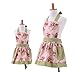 G2PLUS Lovely Classic Style Pink Floral Parent-Child Apron Women's Cooking or Baking Apron with 2 Pockets Mama & Kid Girl Apron Great Gift For Wife Daughters Ladies
