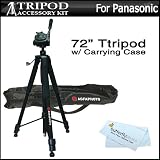 Pro 72" Super Strong Tripod With Deluxe Soft Carrying Case For Panasonic HDC-HS900, HDC-SD40, HDC-SD80, HDC-SD800, HDC-SD90, HDC-TM41, HDC-TM80, HDC-TM90, HDC-TM900 SDR-T70, SDR-S70, SDR-H100, HDC-HS80 High Definition Camcorder
