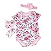 FEITONG 3pcs Baby Girls Floral Print Romper Bodysuit +Headband+ Shoes Sets Clothes (Age 3-6M, Pink)