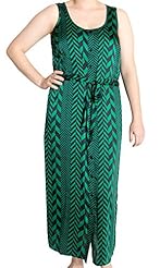 Chevron Print Scoop Neck Polyester/Satin Belted  Dress