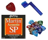 Martin MSP4150 Phosphor Bronze Acoustic Guitar Strings - Light/Medium with BONUS Live For Music Guitar Picks, Pick Holder and String Winder