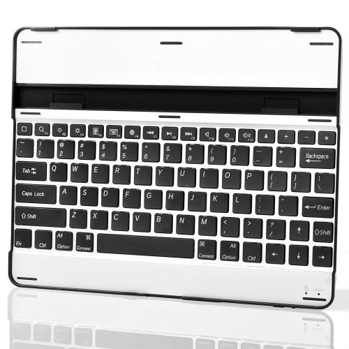 PortaCell iPad 2 Aluminum Bluetooth Wireless Keyboard Dock Case Stand for Apple iPad 2 16 GB, 32 GB, 64 GB [Silver Exterior and Black Keys]