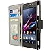Sony Xperia Z1S Wallet, TechSpec(TM) Black Leather Wallet Pouch Case Cover with Slots for Sony Xperia Z1S