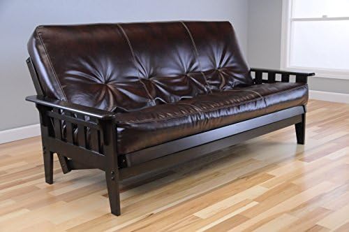 Wooden Futon Mission Style Espresso Java Dark Brown Wood Frame with Full Size Mattress and Optional Drawers for Storage