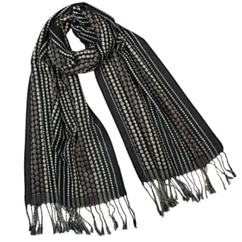 Men's Jacquard Graduated Dot Stripes Tassels Ends Long Scarf - Various Colors