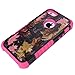 3 Layers Heavy Duty Rugged Real Tree Maple Camo Hard + Soft Case Cover + Stand for iPhone 5 5s + Stylus + Screen Protector - Pink