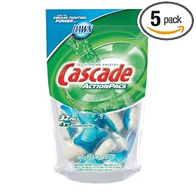 Cascade 2-in-1 Action Pacs Dishwasher Detergent, Fresh Scent, 32-Count (Pack of 5)