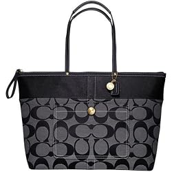 Coach Signature Stripe Large Baby Multifunction Bag Tote 11692 Black