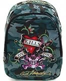 Ed Hardy Josh Love Kills Slowly Backpack B2JOSLKS Green Book Bag
