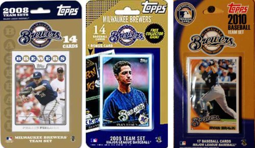 MLB Milwaukee Brewers 3 Different Licensed Trading Card Team Sets