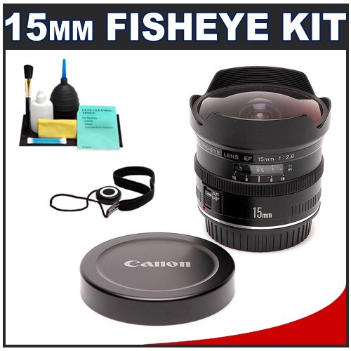 Canon EF 15mm f/2.8 Fisheye Lens + Accessory Kit for Canon EOS 30D, 40D, 50D, 5D Mark II, 1D, 1DS, 7D, Rebel XS, XSi, XT, XTi, T1i Digital SLR Cameras