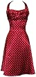 50's Rockabilly Satin Dot Halter Holiday Party Cocktail Prom Dress Sundress