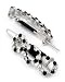 2 Black and Clear Open Round Rhinestone Circle Snap Hair Barette Clips