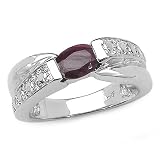 1.50 Carat Genuine Ruby and White Topaz Silver Ring