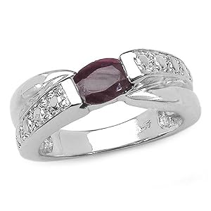 1.50 Carat Genuine Ruby and White Topaz Silver Ring by