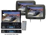 Pyle Deluxe DVD/LCD Package for Car/Truck/SUV -- PLTS77DU 7-Inch Single-DIN In-Dash Motorized TFT/LCD Touchscreen Monitor Receiver with DVD/CD/MP3/MP4/USB/SD/AM-FM/RDS + PL102PHRB Pair of Adjustable Headrests With Built-In 10.2