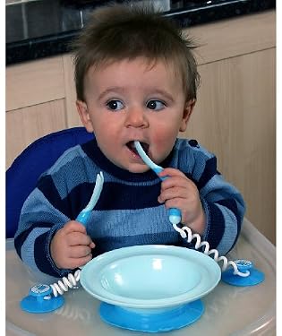 Stay Put cutlery and bowl set - Blue