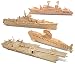 Puzzled Submarine, Destroyer, Battleship and Aircraft Carrier Wooden 3D Puzzle Construction Kit