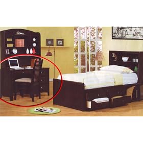 Kids Desk Chair Set Cappuccino Finish Bedroom Wooden
