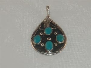 Native American Jewelry Turquoise Silver Pendant - PD-0045