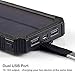 [15000mah Solar Panel Charger with 6LED Flashlight] Hallomall Portable Phone Charger Backup Power Pack, Dual USB Port External Battery Charger for Smart phones Camera and Other 5V USB Devices (black)