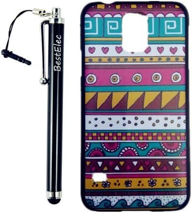 BestElec(TM) Aztec Tribal Pattern Floral Snap hard case Cover for Samsung Galaxy S5+BestElec stylus pen(Random color) by heywan