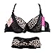 PanDaDa Womens Seamless Bra Sets Lace Leopard Underwear Push Up Panties Briefs