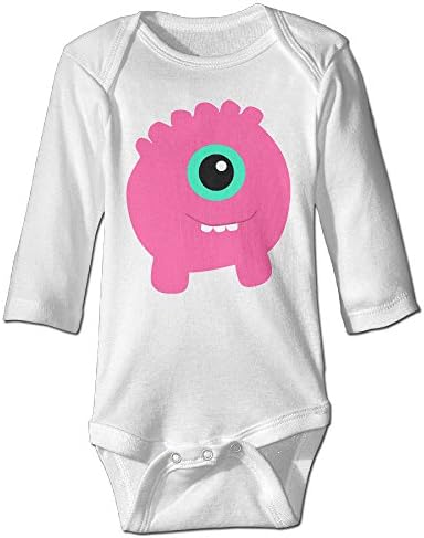 DW Toddler Pink Monster Long Sleeve Bodysuits White 12 Months