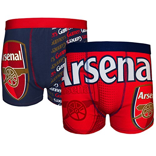 Arsenal Football Club Official Soccer Gift 2 PAIR Pack Mens Boxer Shorts