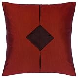 EXP Decorative Handmade Burgundy Red & Black Thai Silk Cushion Cover / Pillow Sham