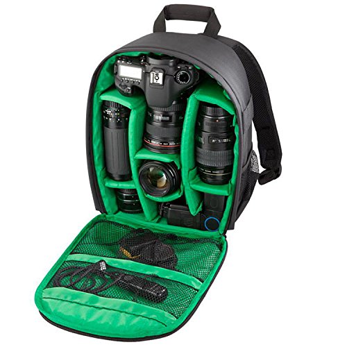 YoCooÂ® Professional DSLR Camera Backpack Polyester Fabric Camera Bag for Canon, Nikon, Sony, Olympus, Samsung, Panasonic, Pentax models and Many More SLR / DSLR Cameras (Green interior)