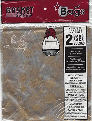 Gold Snowflake Christmas Holiday Basket Bags - 2 Ct.