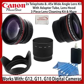 Lens Kit For The Canon PowerShot G12, G11, G10 Digital Camera Includes 2x Telephoto and... by Digital