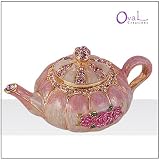 Jewelry Trinket Box with Crystal - Sweet Pansies Design