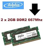 Produkt-Bild: Dolphin / Hynix 4GB 2x 2GB 667Mhz 667 Pc-5300 Ram SoDimm Memory Speicher f&uuml;r DDR2 Notebook und Laptop Systeme Asus / Acer / Fujitsu / Dell / Medion 4096Mb