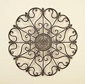 Tuscan 29" Round Wrought Iron Wall Grill Plaque Fleur De Lis
