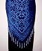 Blue Burnout Velvet Triangular Hip Scarf/Shawl with Beaded Fringe