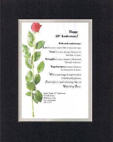 Personalized Touching and Heartfelt Poem for Anniversries - Happy XXth Anniversary 8 x 10 inches Poem on 11 x 14 inches Double Beveled Matting (Black on White)