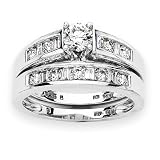 14K White Gold 1 ct. Diamond Bridal Engagement Set