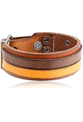 Fossil Men's Leather Two-Tone Bracelet