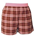 Chocolate Brown and Pink Tartan Plaid Check Cotton Flannel Plaid check boxers boxer shorts available in 5 adult sizes exposed waist false fly by 