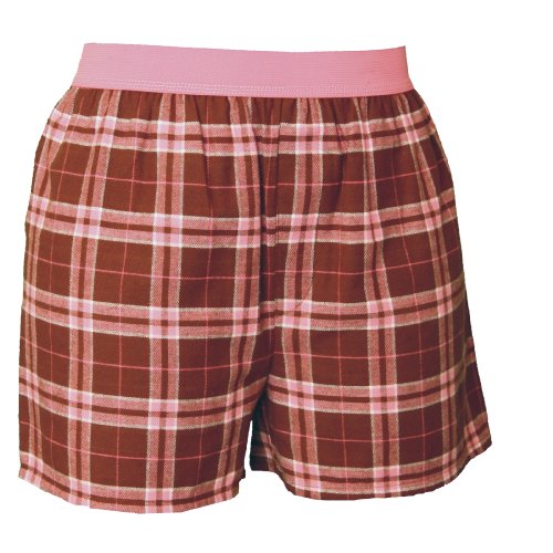 Chocolate Brown and Pink Tartan Plaid Check Cotton Flannel Plaid check boxers boxer shorts... by