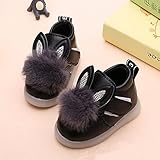 【YW】 冬の季節の赤ちゃんの革靴 赤ん坊女 亮の靴が 学步靴 プリンセス靴赤ちゃんの綿靴 (17:12.5cm, 黒い)