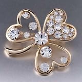 Swarovski Crystal Golden Clover April Birthstone Brooches