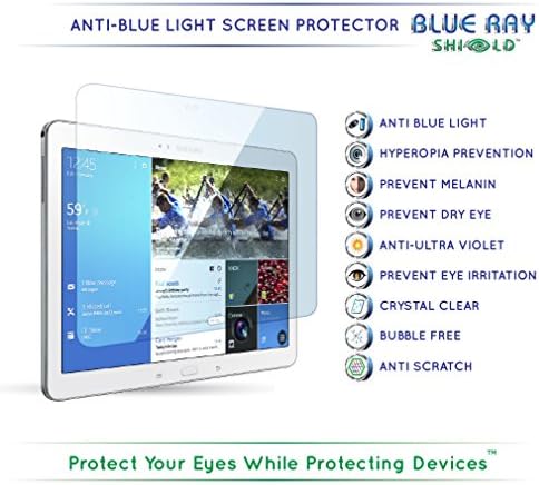 Blue Ray Shield- 2 Pieces- Anti Blue Light Screen Protector for Samsung Galaxy Tab 3 10.1 inch - UV Filter HD Clear Anti Scratch Film - Saves your Eyesight from Harmful UV Ray and Blue Light - Prevents Eye Irritation, Melanin, Pigmentation - Comes with Lifetime warranty